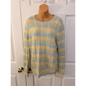 Brooks Brothers Womens Striped Cable Knit Sweater XL